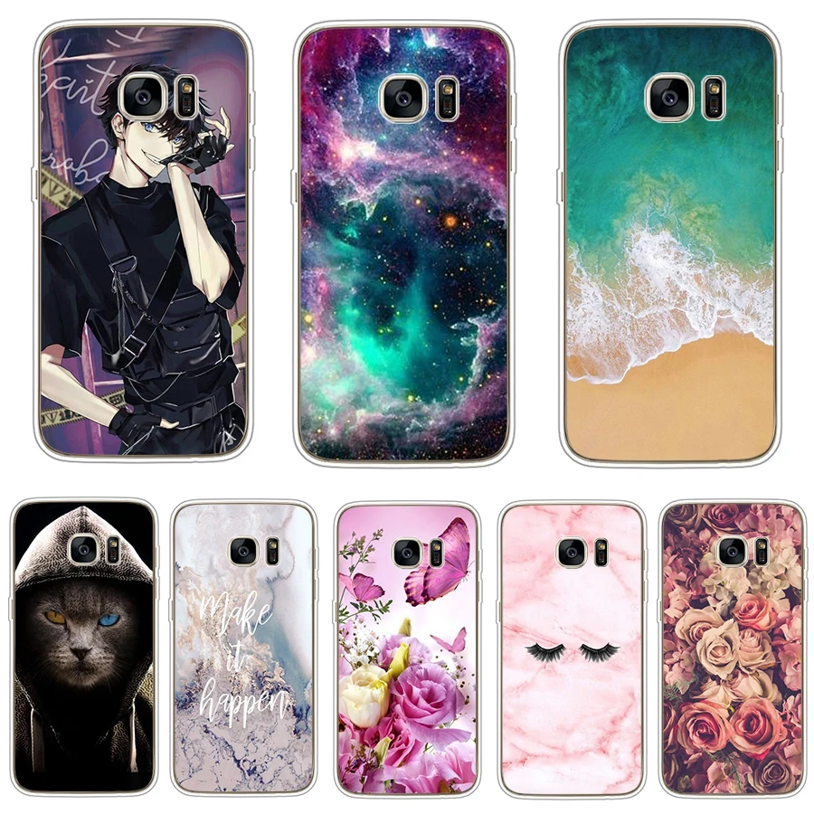 Cartoon Silicone Case For Samsung Galaxy S7 Cases Cover Flower Soft TPU Phone Case For Samsung S7 edge G930F G930FD G930W8 Funda