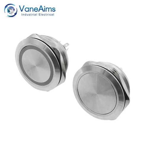 Imagen 2 del producto Botón Metálico Momentáneo de 40MM, Interruptor de Bloqueo Automático, Botón de Reinicio Encendido/Apagado con Luz LED, Accesorios DIY 3/12/24/220V Rojo Verde Azul