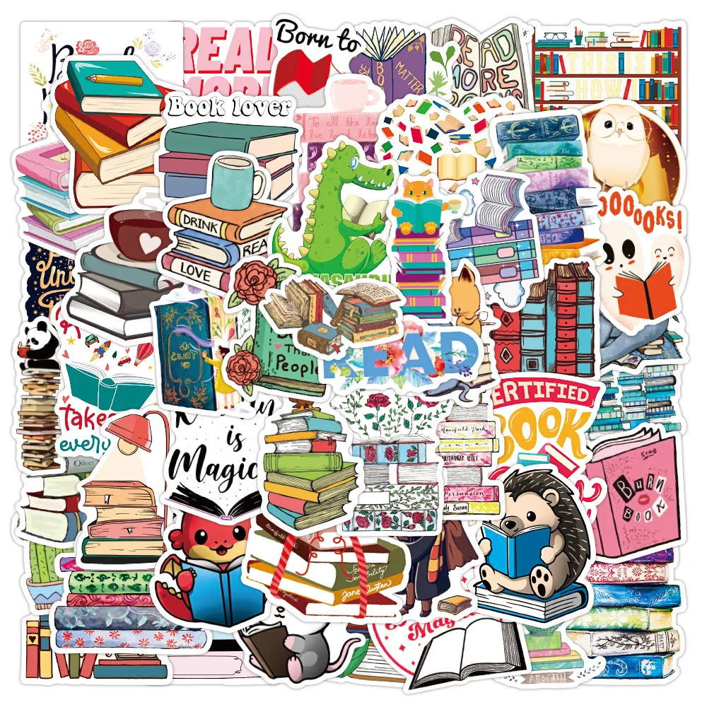 50PCS Diary Book Reading Cartoon Graffiti Stickers Notebook Luggage Wall