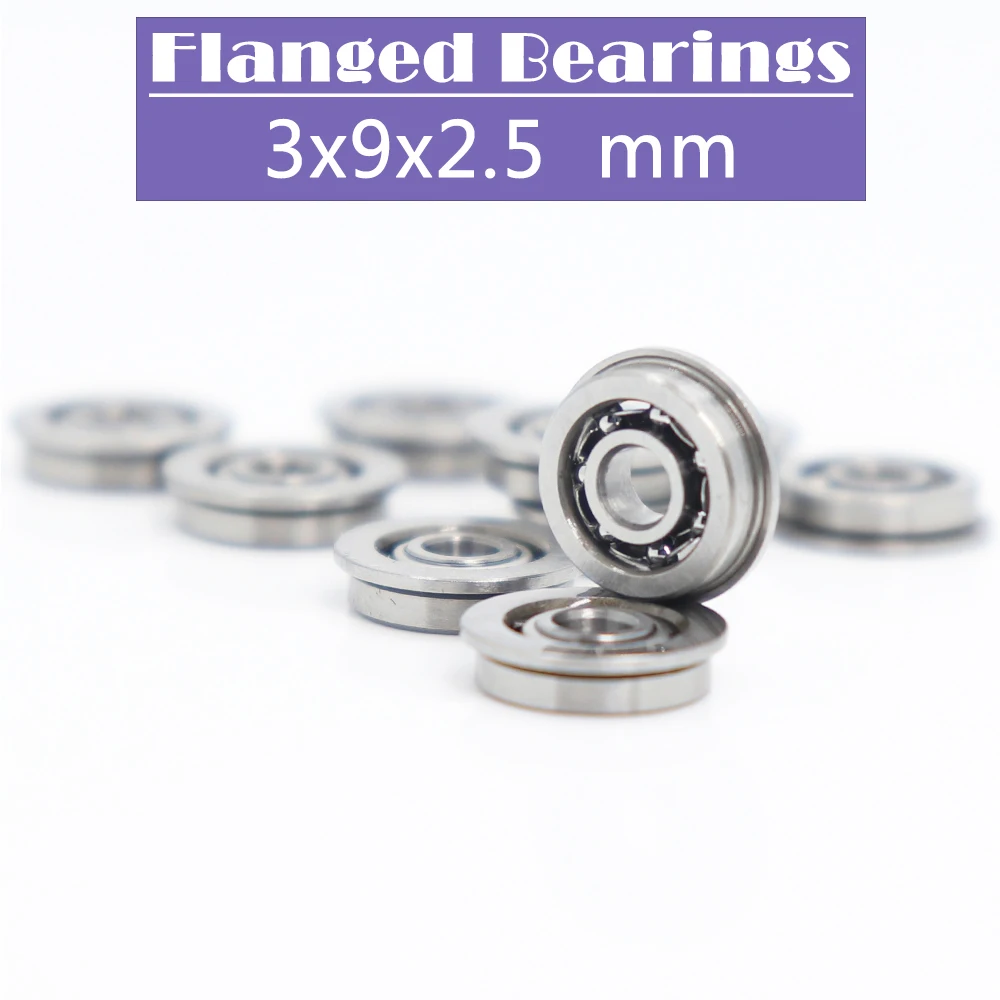 MF93 Flange Bearing 3*9*2.5 mm ( 10 PCS ) Miniature Flanged Non Standard Deep Groove Open Bearings 93