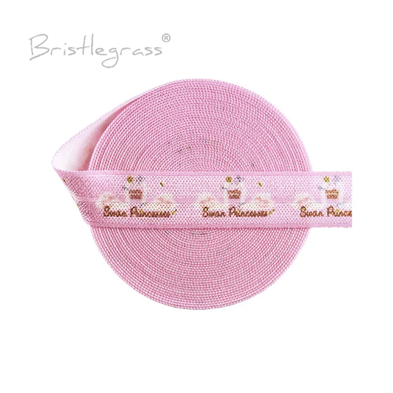 BRISTLEGRASS 5 Sân 5/8 "15Mm Thiên Nga Công Chúa In Kẻ Thù Gấp Gọn Trên Thun Spandex Satin Ban Nhạc Buộc Tóc Đầu tutu Đầm May