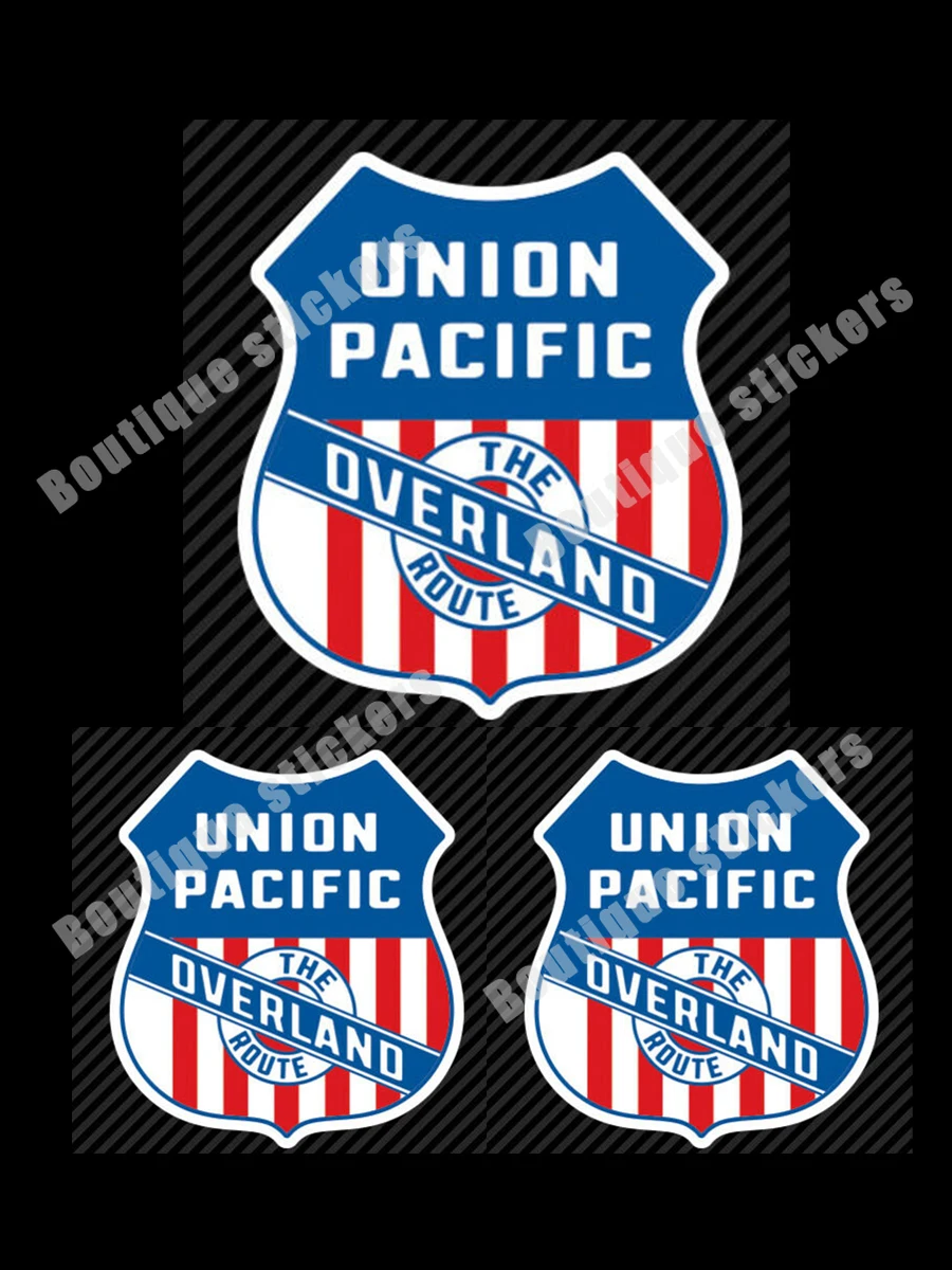 3X Union Pacific Railroad Land Railway Logo Sticker Die Cut Vinyl Off-Road Car Body Decoration Racing Helmet Sticker Racing