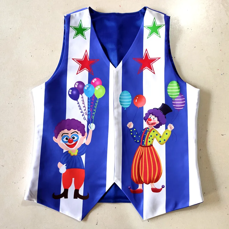 Men Festival Clown Vest Circus Joker Cosplay Carnival Tops Halloween Costumes Party Clothing