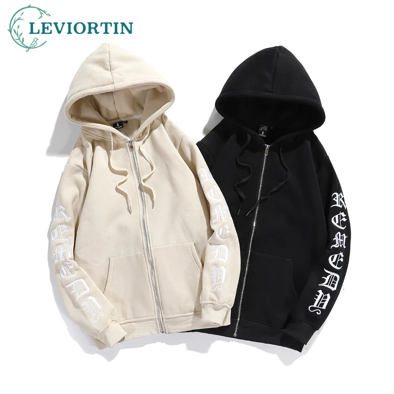 

Men/Women Couple Letter Embroidery Hoodies Jackets Hip Hop Sweatshirt Hooded Training Hearts Cardigan Versatile Hoody Coat Men