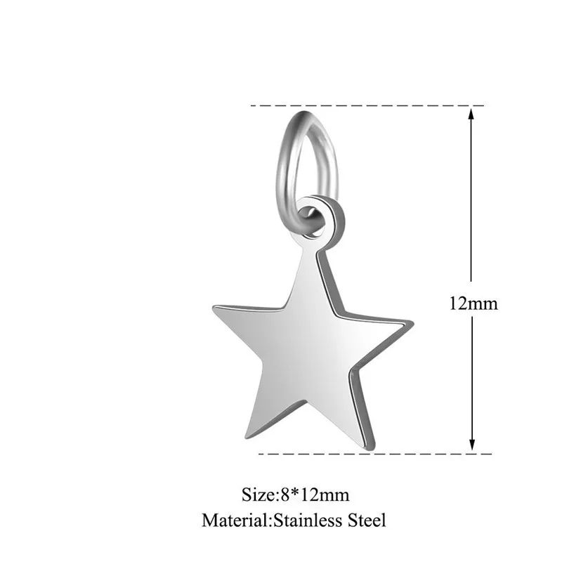 5PCS/lot 100% Stainless Steel Stars Charm Wholesale DIY Jewelry Finding Supplies DIY Pinapple Pendants for Necklace Bracelet