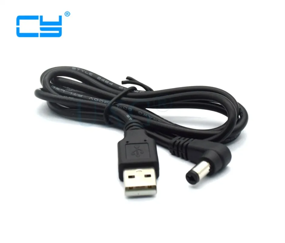 DC Power Plug USB Convert To 5.5*2.1mm/DC 5.5x2.1mm White Black L Shape Right Angle Jack With Cord Connector USB Cable