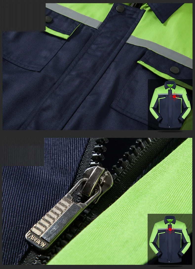 Conjunto de roupas de trabalhador masculino/feminino macacão de segurança reflexivo resistente ao desgaste grande bolso oficina reparação automóvel uniformes mecânicos