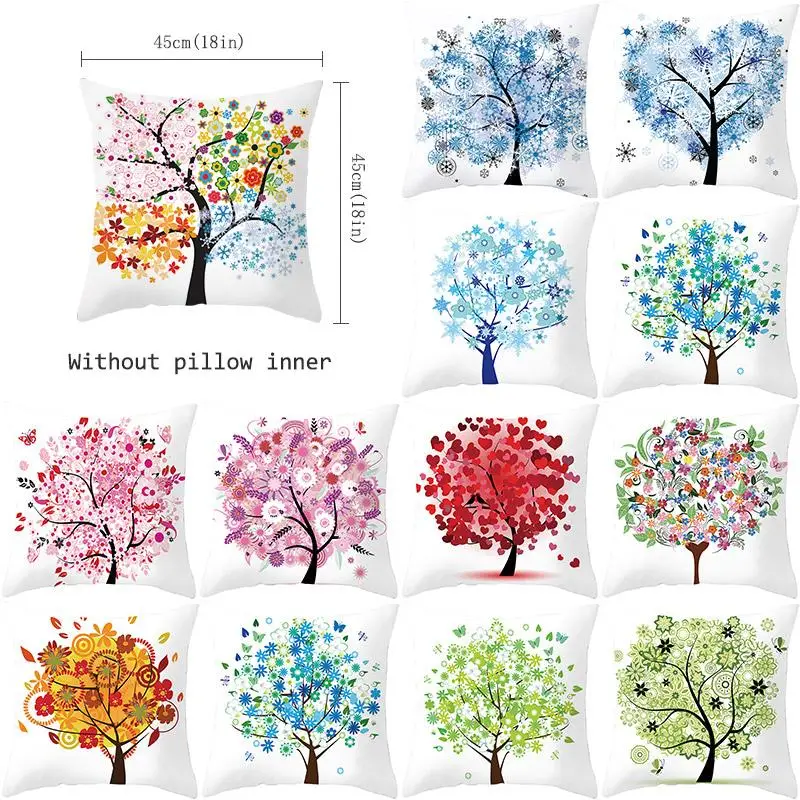 Colorful Tree Printing Decorative Pillowcase Colorful Tree Pillow Case Polyester Tree Pattern Pillow Cover kussensloop ZT287