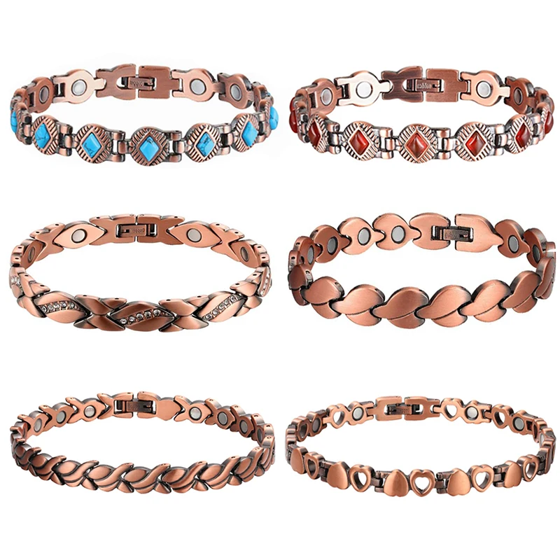 Vintage Copper Magnetic Bracelets For Women Pain Relief Pure Copper Adjustable Bio Energy Blood Pressure Accessory Bracelet