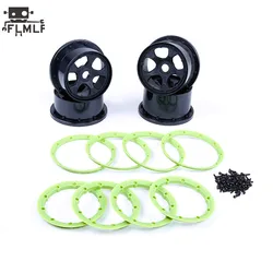 Mozzo ruota anteriore posteriore in plastica con interno esterno Beadlocks anello e viti Kit Fit 1/5 HPI ROFUN ROVAN KM MCD BAJA 5B RC ricambi auto