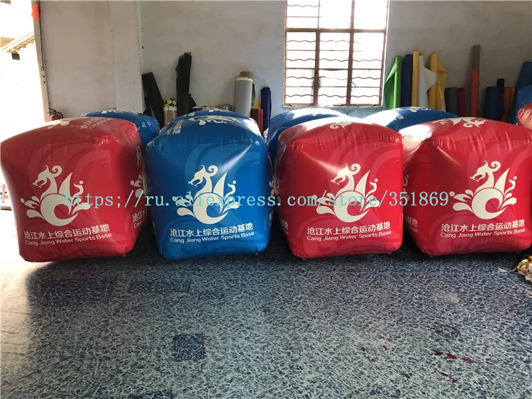 Customized Size 1M Advertising Water Floating Square Inflatable Marker Buoy / Air Cube Buoys For Water Sport Games