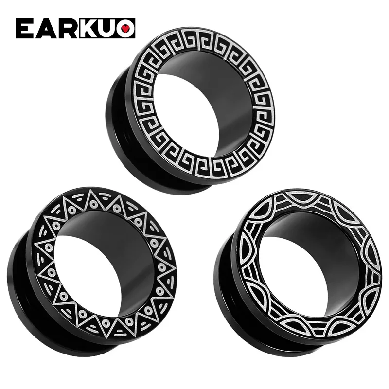 EARKUO Top Design Style Stainless Steel Zircon Shell Ear Piercing Tunnels Gauges Fashion Body Jewelry Ear Plugs Stretchers 2PCS