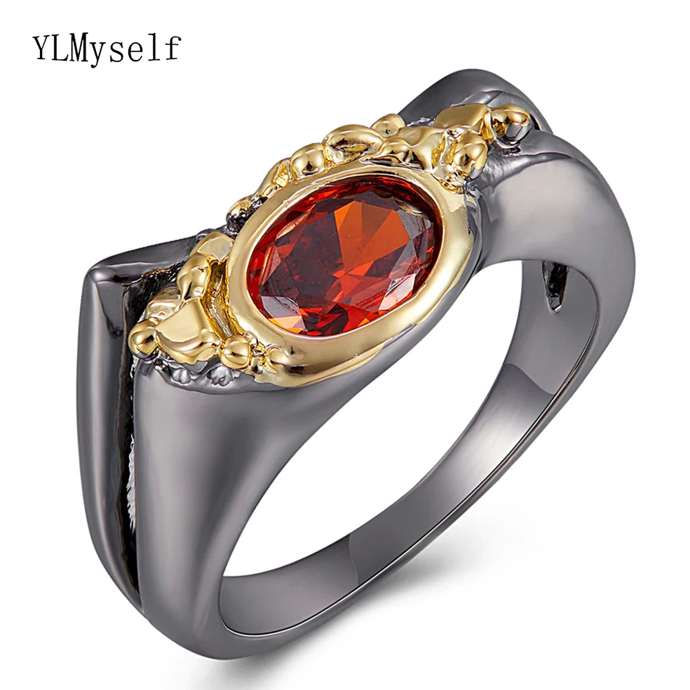 

2 Tone Ring Oval Red Stone Jewelry Women's Accessories Best gift for her Great Jewellery Beautiful Rings