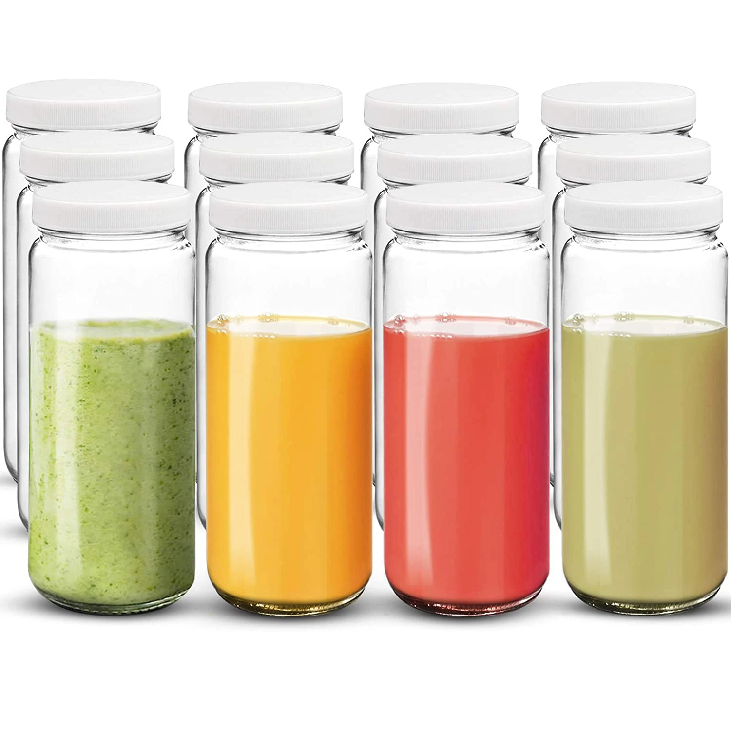 

Travel Glass Drinking Bottle Plastic Airtight Lids, Glass Water Bottle for Juicing Smoothies Milk Bottles Homemade Beverages