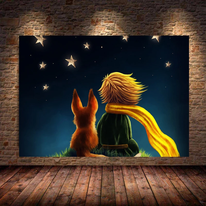 The Little Prince Rose Fox Friendship Canvas Painting Poster and Prints Wall Art Picture for Living Room Home Decoration Cuadros