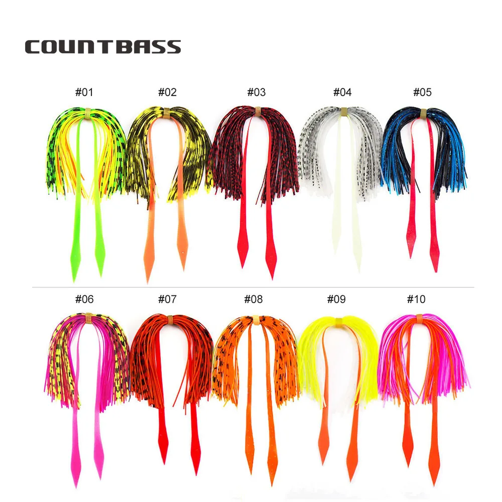 

Countbass 20 Bundles Silicone Skirts With Trailer Fishing Accessories, DIY salty rubber jig lures, squid jigs, madai jig lure