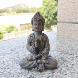 Stone Color Thailand Buddha Statue Ornaments Resin Home Zen Garden Decoration Meditation Buddha Sculpture Feng Shui Figurines 2#
