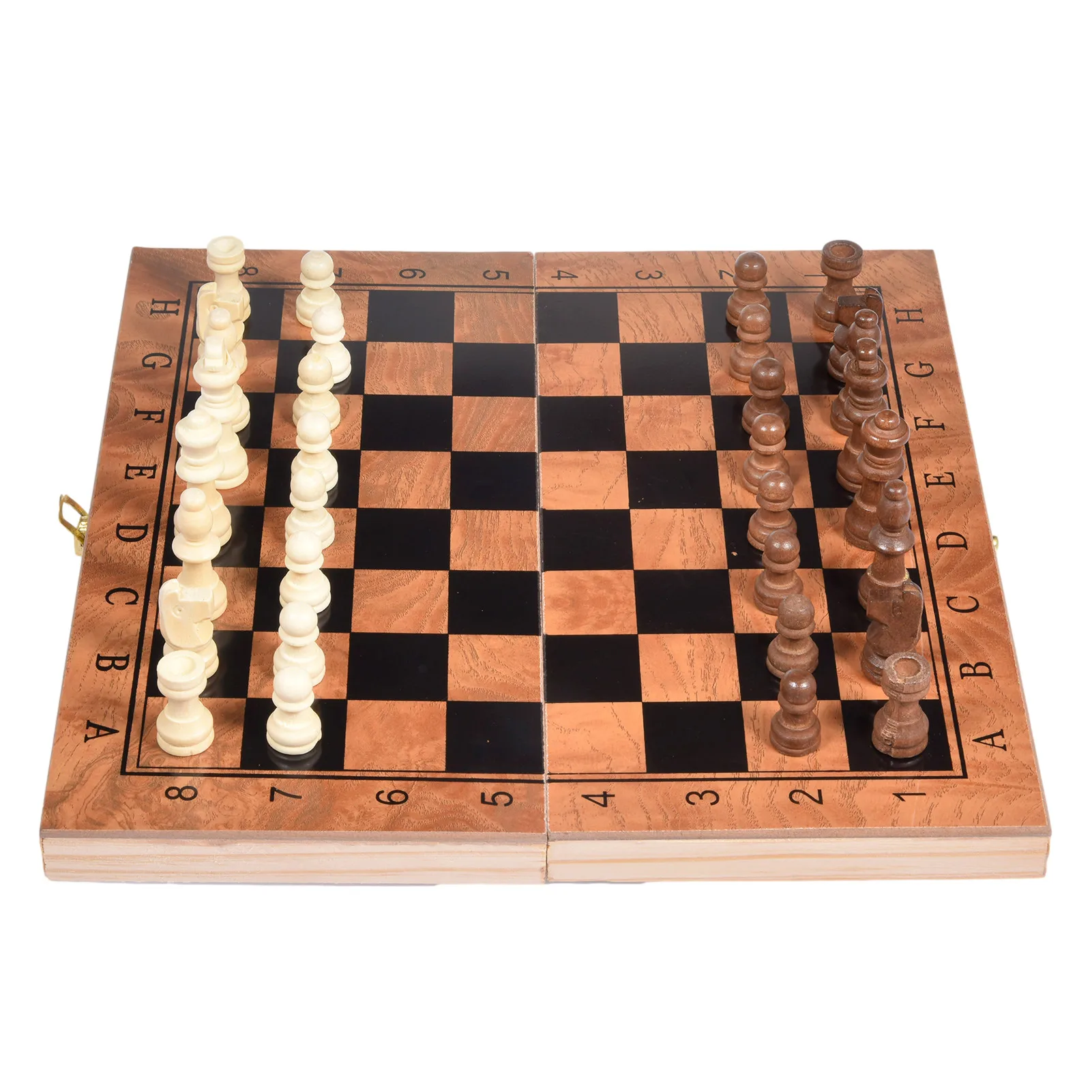 3-in-1 Wooden Chess Set With Folding Chessboard International Checkers Puzzle Game Board Games Engaged Birthday Gift