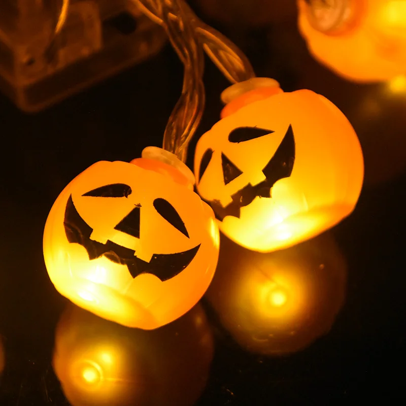 10LED Halloween Pumpkin Spider Bat Skull String Lights Lamp DIY Hanging Horror Halloween Decoration For Home Party Supplies