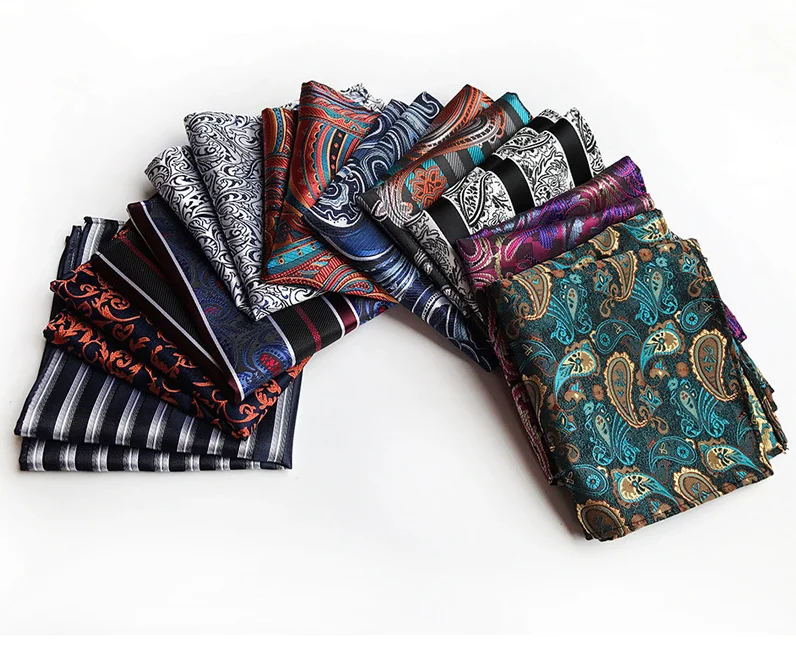 Wholesale&Retail Men\'s 100% Silk Handkerchief Luxury Geometric Floral Pocket Square Men Chest Towel Wedding Party Hankies