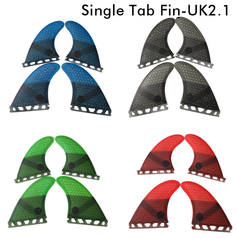 

Surf Single Tabs UK2.1 Fins Quad-Fins Honeycomb Fiberglass Surfboard Fin 4 In Per Set 4 Color