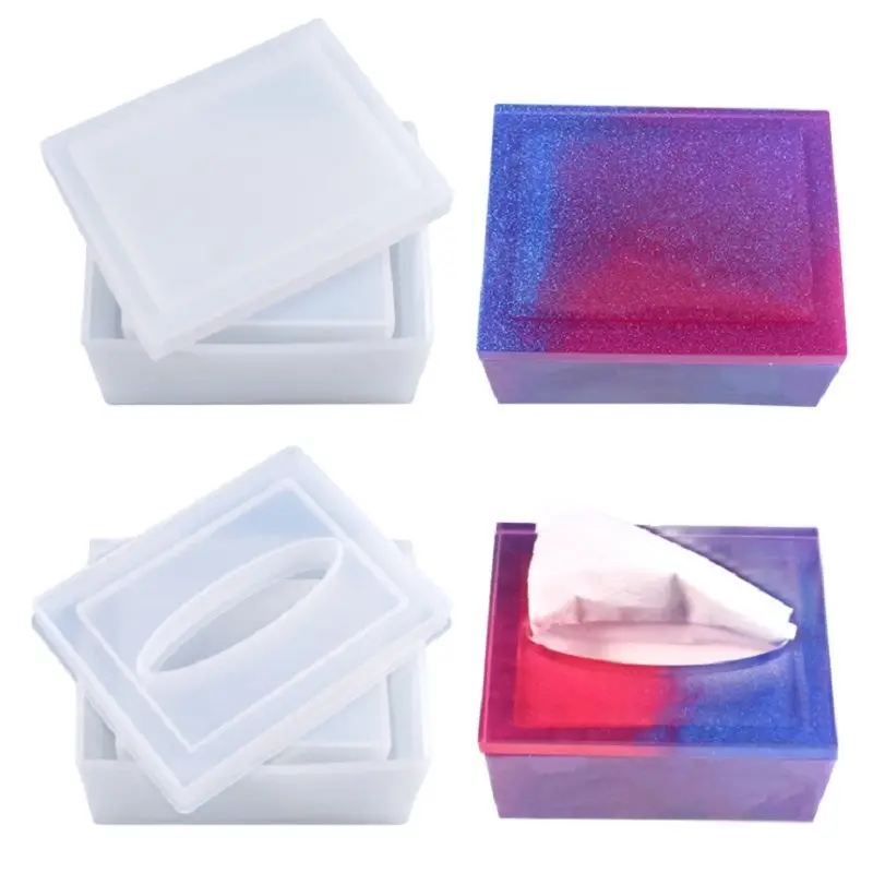 

Rectangular three-dimensional box silicone mold epoxy resin making box storage box that can be used for napkins