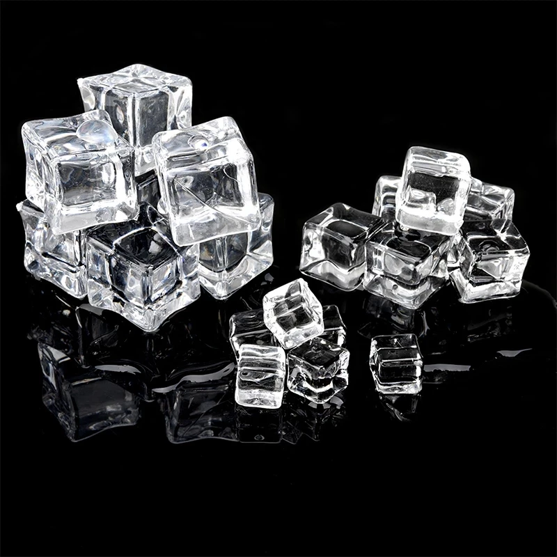 High Quality 10Pcs 15mm/20mm/25mm/30mm Artificial Acrylic Square Shape Ice Cubes Photography Props Hot Sales