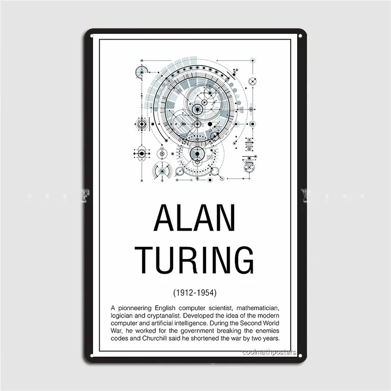 Alan Turing Poster Metal Plaque Designing Club Plaques Living Room Tin Sign Poster