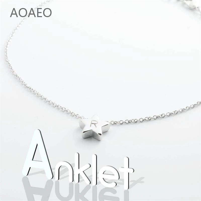 Initial lette Anklet, Initial Anklet Star Anklet, Dainty Gold Anklet, Custom Jewelry Gift, Custom Initial,