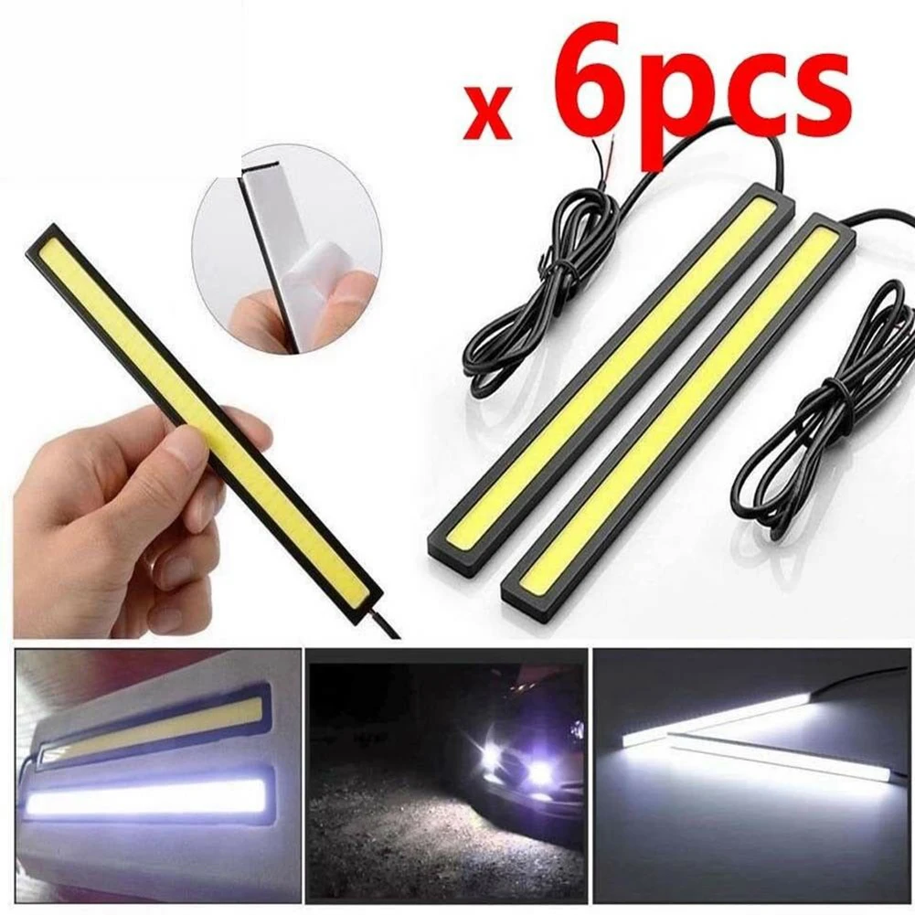 

2019 New 6Pcs 12V Waterproof White DRL LED Strip Lights Bars Camping Caravan Boat Car COB Lamps High Quality And Durable