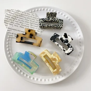 Korea 2023 Mode Nieuwe Vrouwen Kleine Haarspelden Accessoires Kleurrijk Acryl Rechthoek Vintage Klauw Clips Voor Meisjes Fijne Hoofdtooi