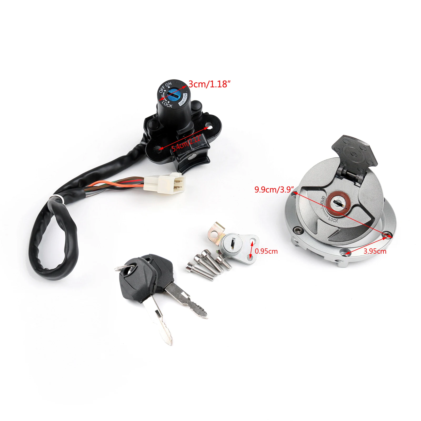 Artudatech Ignition Switch Lock + Fuel Gas Cap Key Set For Kawasaki EX250 EX300 Ninja 250 300 ER250 Z250 Z300