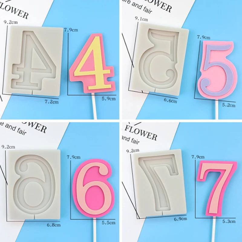 0 to 9 Numbers Silicone Mold Fondant Mould Cake Decorating Tools Chocolate Gumpaste Mold Sugarcraft Soap Resin Polymer Clay Form