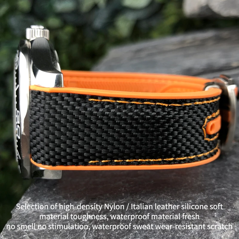 20mm 21mm 22mm Nylon Leather Rubber Watch Band Fit For Omega Seamaster 300 Planet Ocean 600 Black Canvas Orange Silicone Strap