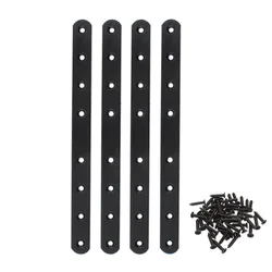 4Pack Flat Mending Plate for Wood,Black Iron Flat Straight Brace Brackets Metal Repair Fixing Wood Brace Joining Plates 250x20mm