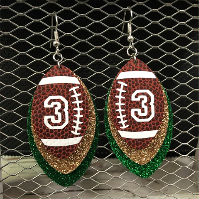 Football Earrings | Faux Leather | Customizable Team Colors | Add Number | Made To Order | Personalized | Gift | Mom