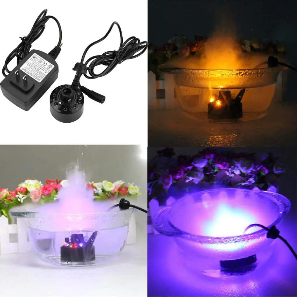 Ultrasonic Humidifier Generator, Fogger Nebulizer, Water Fountain Pond, 12 LED Atomizer, Mist Maker, Air Conditioning