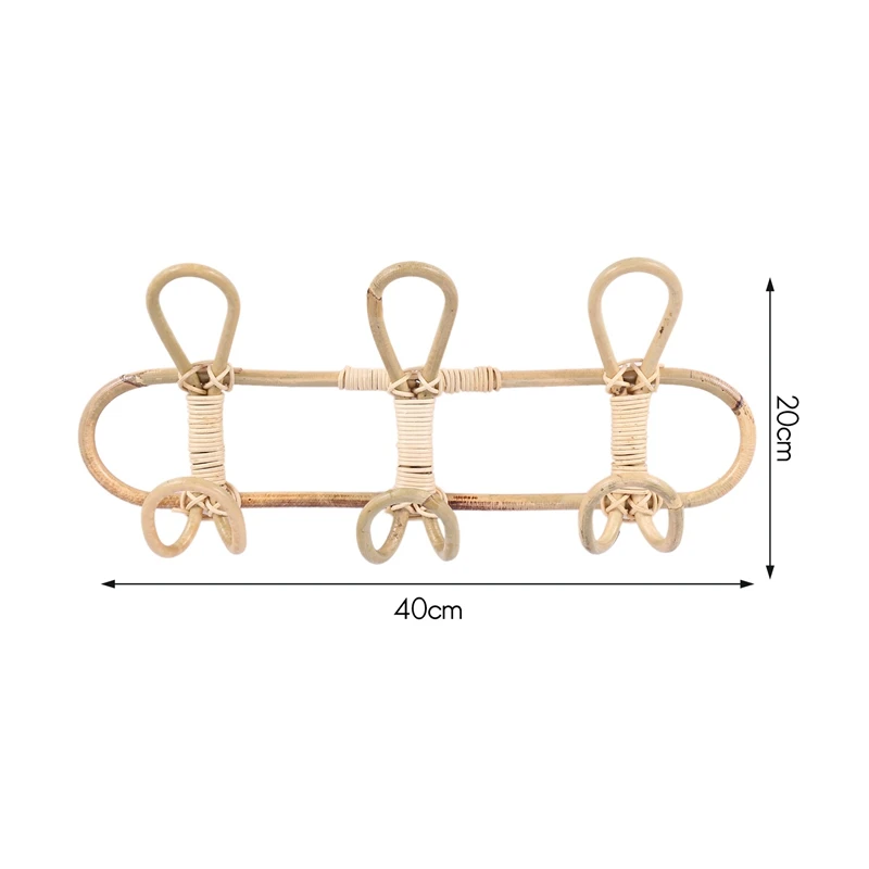 Rattan Wall Hooks Kids Garments Organizer Rack Clothes Hat Hanging Hook Rattan Hanger Kids Room Decor Hanger