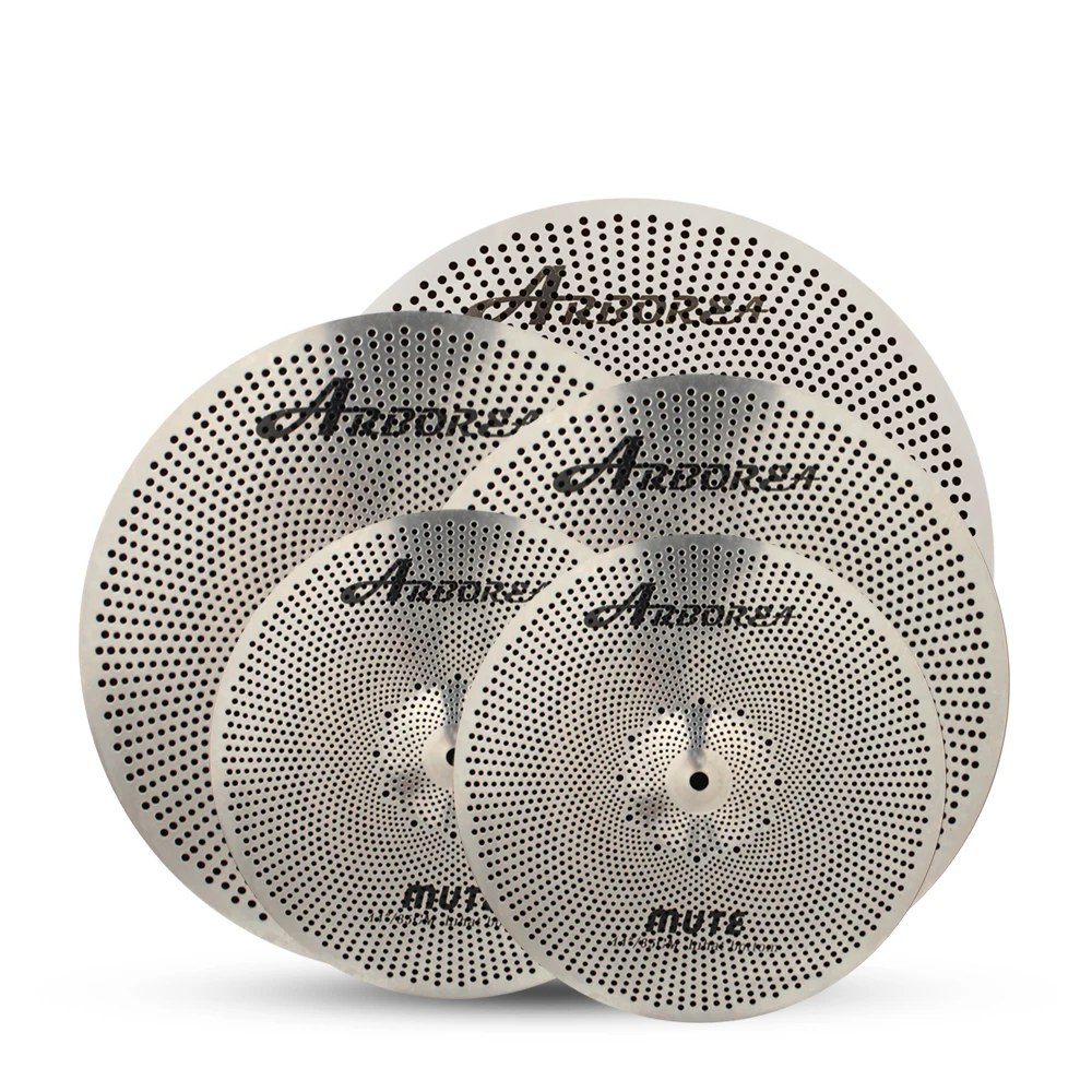 

Arborea High quality Mute Cymbal set Sliver Low Volume Cymbal set 14'hihat+16"crash+18'crash+20"ride drummers practice cymbal