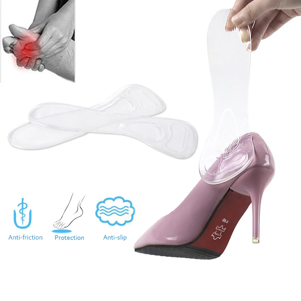 1 Pair Foot Massage Care 3/4 High Heels Insoles Silicone Foot Cushion Arch Support Shoes Pads Transparent Shoes Pads