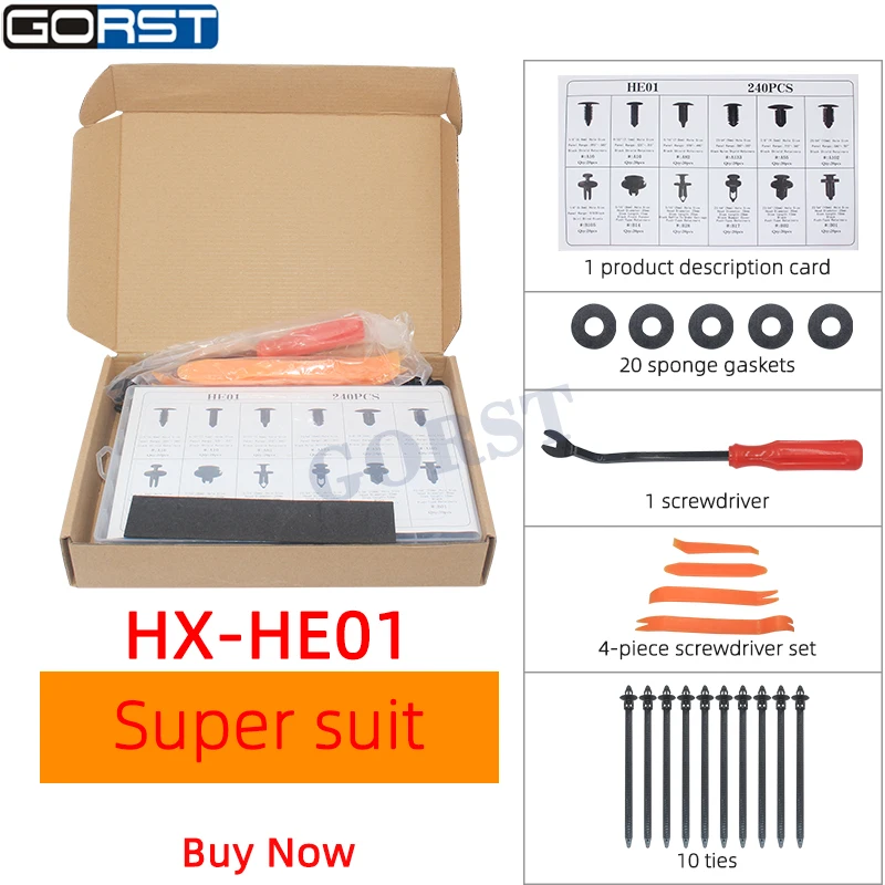 Auto Fastener Clip Mixed Car Body Push Retainer Pin Rivet Bumper Door Trim Panel Retainer Fastener Kit 12 Size 240pcs HE01
