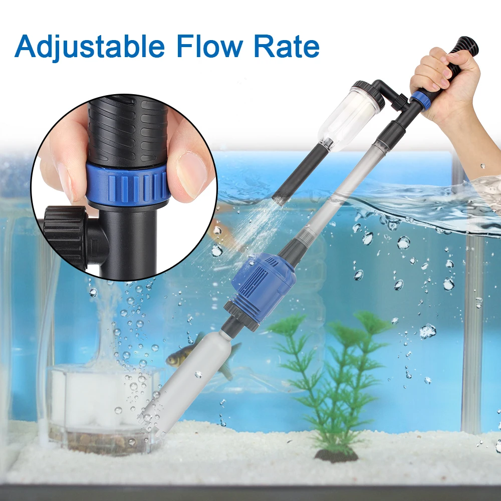 Aquarium Siphon Operated Cleaner Fish Tank Sand Washer Electric Siphon Filter Vacuum Gravel Water Changer US Plug