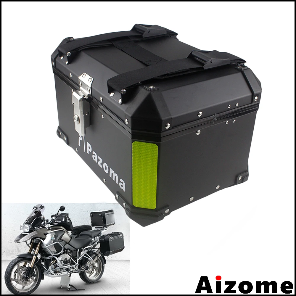 Universal Motorcycle Top Case For BMW Honda Aprilia Aluminum Black Top Box Street Bike Rear Luggage Topcase Cargo Lock Tail Box