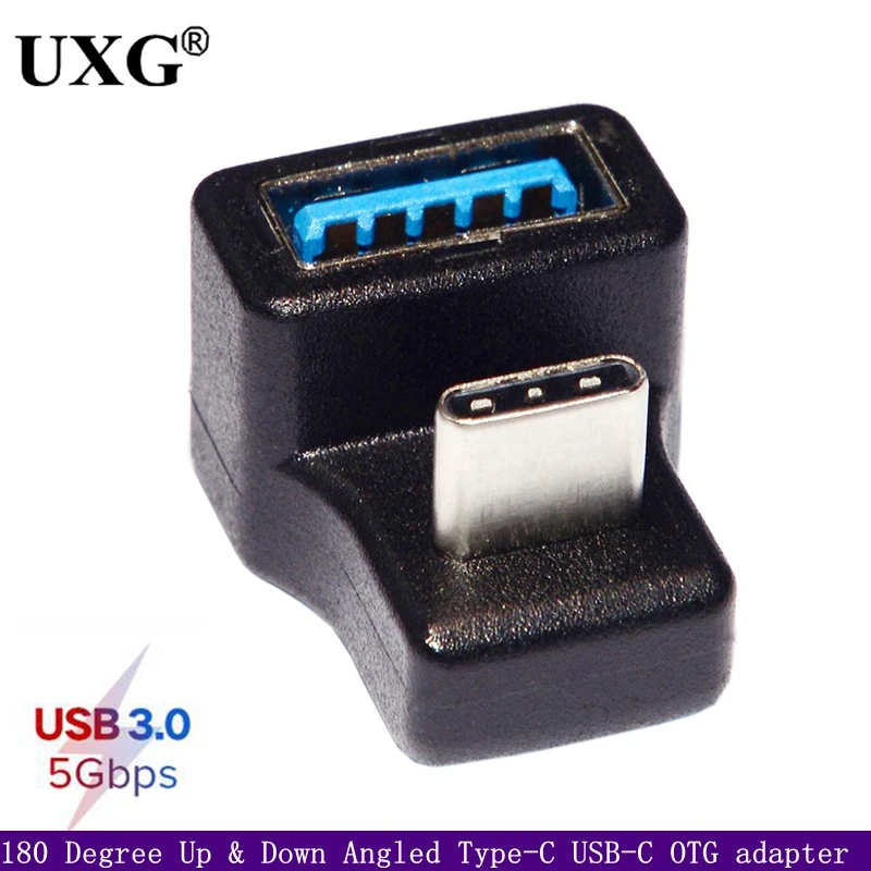 180 Degree Up & Down Angled Type-C USB-C OTG To USB 5.0 Female Extension Adapter For Cell Phone / Tablet Adapter