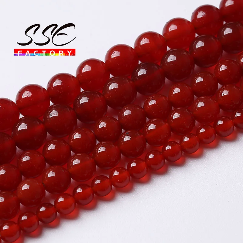 A+ Natural Red carnelian Agates Stone Beads For Jewelry Making Round Loose Onyx Beads DIY Bracelet Accessories 4 6 8 10 12mm 15\