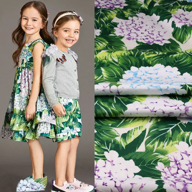 Natural 100% Cotton Printed Satin Fabric Brand Fashion Design Parent-child Clothing Shirt Sewing Fabrics Cloth for Dress