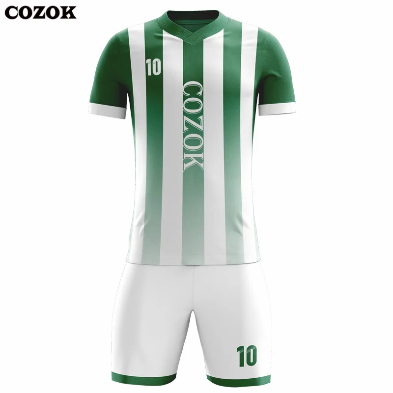 Soccer Jersey 2022 2023 Gradient Green And White Stripe Sublimation Soccer Shorts Football Shirt Men Training Football Kits