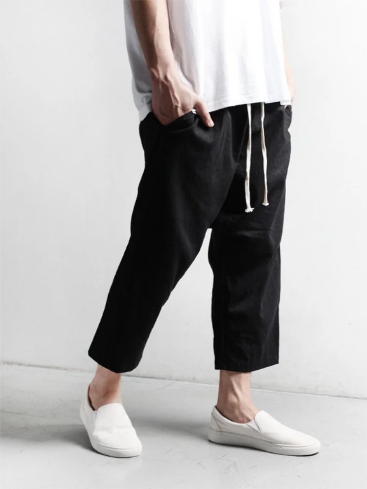 Men's Beat Pants Spring And Autumn New Fashion Lace-Up Low-Crotch Nine-Point Large Size Harlan Pants