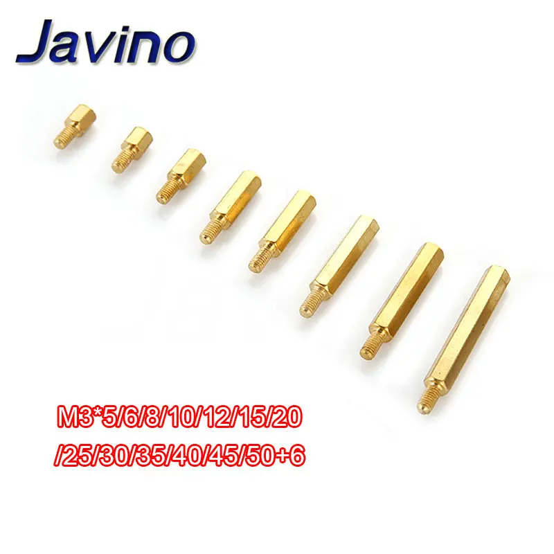 10Pcs M3*(5-50)+6mm Hex head Brass Spacing Screws Threaded Pillar PCB Computer PC Motherboard StandOff Spacer