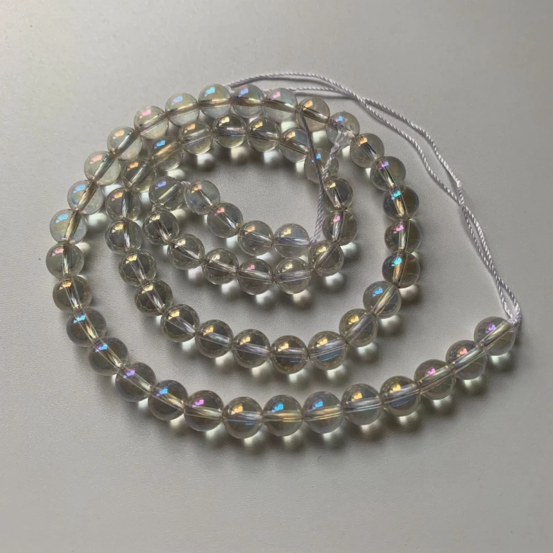 Natural Angel Aura Quartz Beads Titanium Coated Clear Quartz Stone Beads Strand DIY Loose Spacer Beads Accessories Dropship
